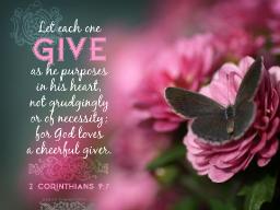 "GIVE CHEERFULLY, NOT OUR OF FEAR" BY ANDREW WOMMACK  