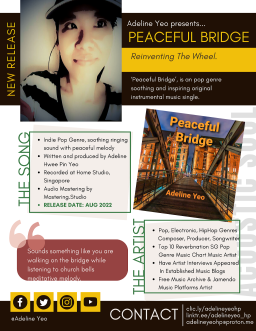 Peaceful Bridge Music Release Promotion Flyer Indie Musician, Adeline Yeo