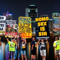 Street preachers evangelizing