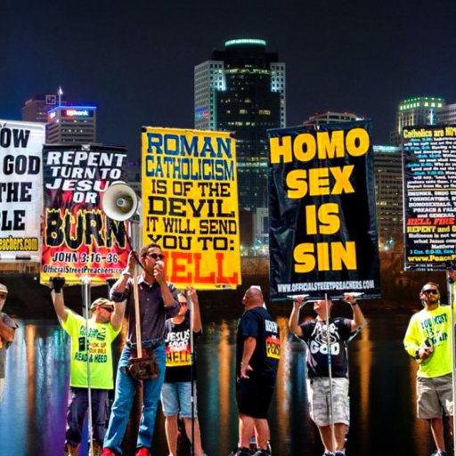 Street preachers evangelizing