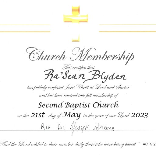 Second Baptist Church Membership