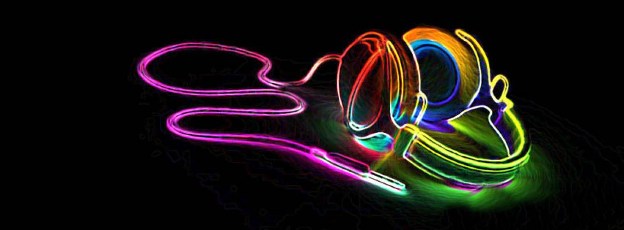 Random Headphones Multi Color Rainbow Neon Psychedelic Black Music ...